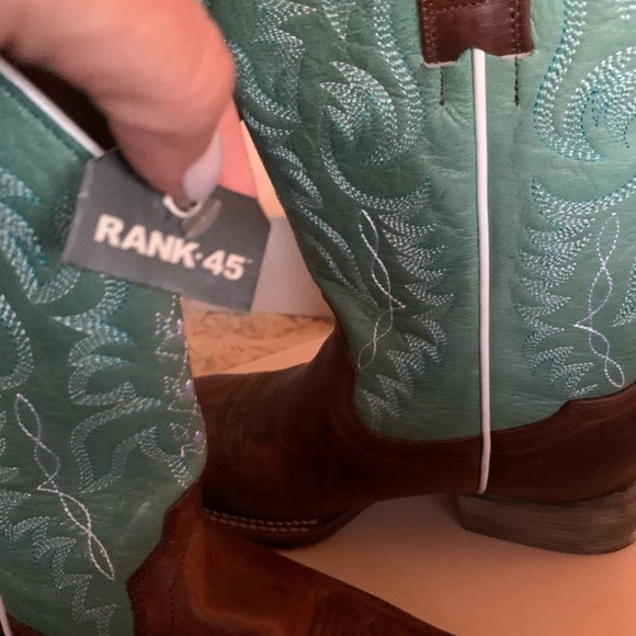 RANK45 Women's Brown and Teal Heeled Boots - Picture 10 of 10